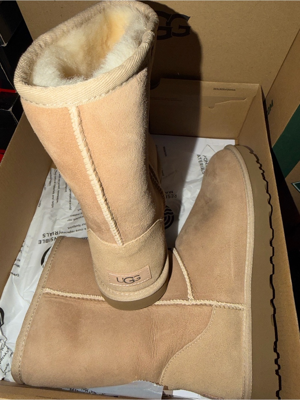 UGG Classic Short Suede Shearling Boot in Chestnut/Tan